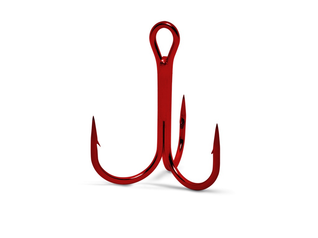 Pack Of 3 VMC Red Treble Hooks - Size 4,8574bn Size 4, & Size 2